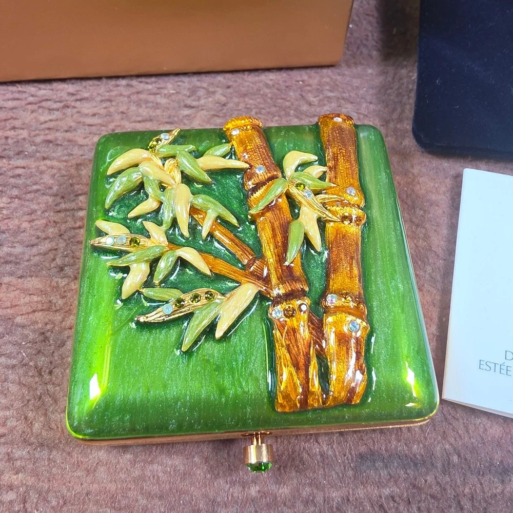Estee Lauder Compact Women Green Good Jay Strongwater Bamboo 2009 Pressed Powder